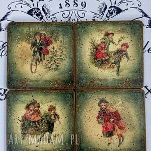 Ozdobne podkładki pod kubki vintage, decoupage, shabby chic