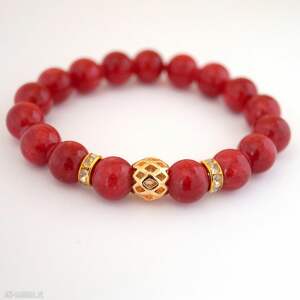 handmade bransoleta maroon jades&openwork ball