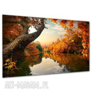 Obraz na płótnie jesienny pejzaż z rzeką 120x80 cm