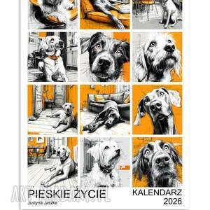 kalendarz 2026 pieskie życie 15x21 cm, psy prezent dla psiarza