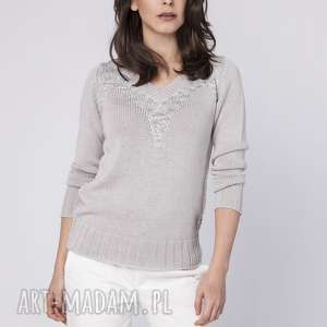 handmade swetry elegancki sweterek, swe142 szary/szary mkm