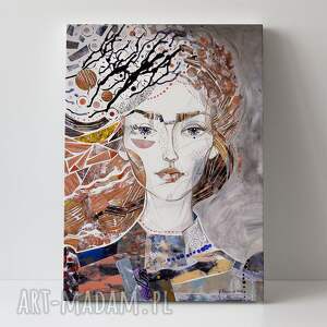 plakat 50x70 cm - niespokojny wiatr obraz wydruk płótnie, postać kobieta