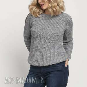 lanti urban fashion raglanowy sweter, swe126 szary, ciepły, wyjątkowy wyjściowy