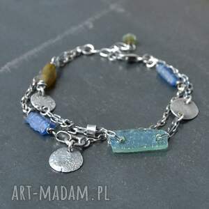 Bransoletka ze antycznego, szkło antyczne, surowa biżuteria