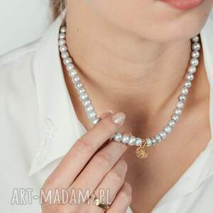handmade naszyjniki szare perły