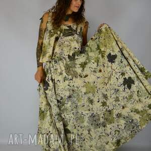 Barwiona roślinami, ręcznie robiona Dzika Spódnica Leśny Zagajnik