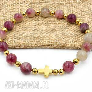 bransoletka różaniec na rękę turmalin
