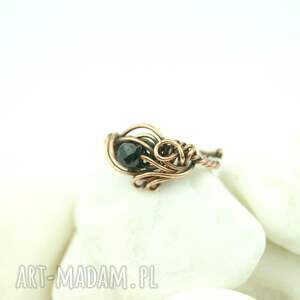 turmalin regulowany pierścionek z miedzi, wire wrapping niej