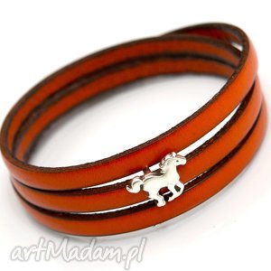 handmade bransoletka magnetoos triple small horse orange