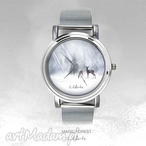 handmade pomysł na upominek zegarek, bransoletka - sarenki - magic forest - watch
