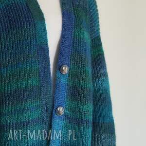 handmade swetry długi kardigan w morskich odcieniach