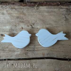 Magnesy ptaszki 2 szt, drewniane - białe