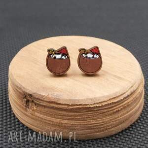 Kolczyki drewniane KOKOSY, kokos, coconut, drink, napój, lato