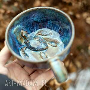 handmade ceramika filiżanka z żółwiem - opal - rękodzieło - ok 310 ml