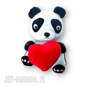handmade maskotki miś panda z serduszkiem