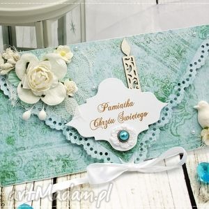 handmade scrapbooking kartki kopertówka z okazji chrztu św. white bird