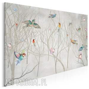 obraz na płótnie - drzewa ptaki natura sztuka 70x50 cm 93701 las
