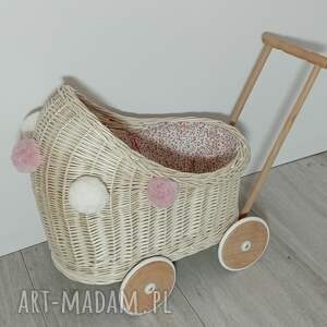 handmade zabawki wózek wiklinowy pchacz dla lalek z pościelą pchacz