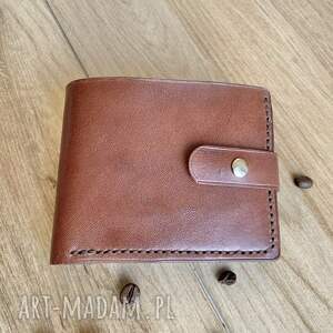 handmade brązowy portfel na bilon ze skóry uszyty ręcznie