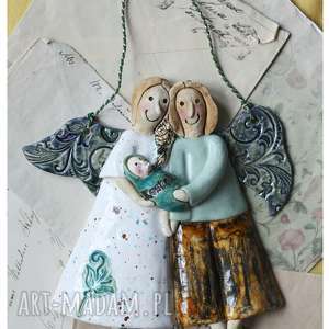 handmade ceramika aniołowie rodzice