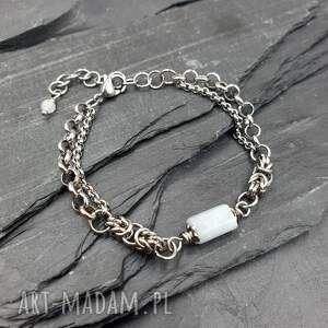bransoletka chainmaille - akwamaryn z akwamarynem