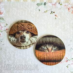 para podkładek - jak pies z kotem 2, podkładki pod kubki, drewniane rocznica