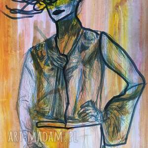 Abstrakcja w głowie - oryginalna grafika A4 mixed media