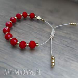 Bransoletka Różaniec Koronka Czerwona Szklane Korale