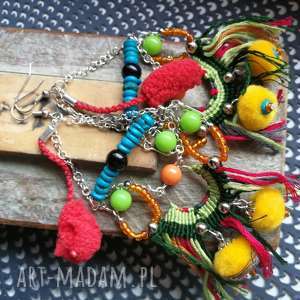 kolczyki pompony etno boho handmade maroko