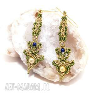 aquatic plant perła słodkowodna lapis lazuli lekkie kolczyki plecione ag925