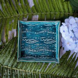 morskie fale, podstawka na bizuterię świecę ceramiczny talerzyk