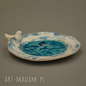 ręcznie wykonane ceramika łąkowy talerz z ptaszkiem