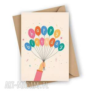 Kolorowa kartka urodzinowa z balonami Happy Birthday