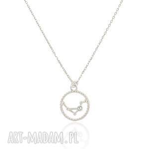 naszyjnik srebrny ze znakiem zodiaku, kryształ, preciosa, konstelacja modny