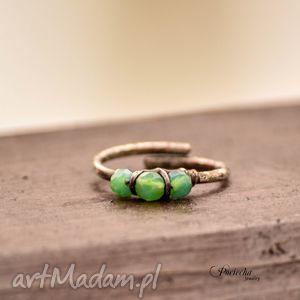 mint agate - pierścionek z jadeitem