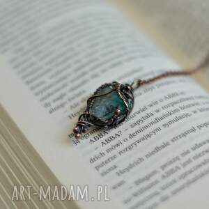 chryzokola - wisior z niezwykłym kamieniem miedziana biżuteria, biżuteria