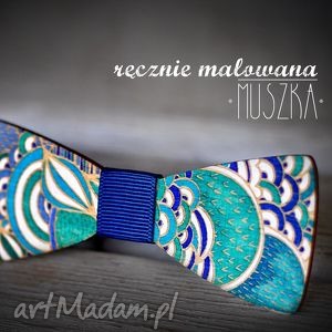 ręcznie malowana drewniana muszka - colorofanka, spinka, kokarda, kobieca