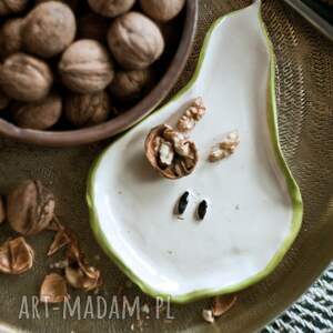 ceramika talerzyk deserowy w kształcie gruszki, owocowy biżuterię