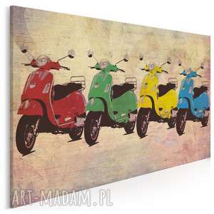 obraz na płótnie - vespa kolory 120x80 cm 28701, skuter, pojazd retro