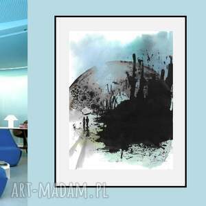 grafika z cyklu lazurowe drżenia 30cm x 40cm, abstrakcja, prezent, a3