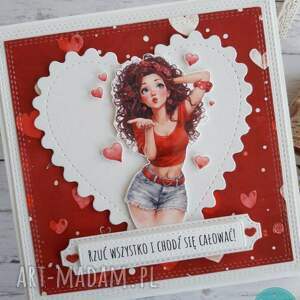 kartka na walentynki z całuśną dziewczyną 2, nietypowy napis walentynka
