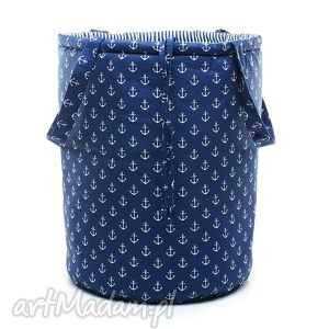 kosz worek na zabawki dwustronny kotwice / paski - PRACOWNIA MILUTKA dla dziecka pokoik