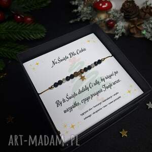 bransoletka z kamieni naturalnych świąteczna siła - tygrysie oko, onyks