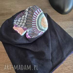 Czarna czapka Smerfetka na podszewce wiosenna rozmiar uniwersalny