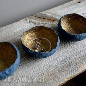 miseczki na biżuterię z masy papierowej, miseczka drobiazki, zestaw miseczek