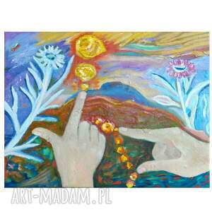 manipulacja dłonie pejzaż kolorowy symbolizm, goszczycka elżbieta sztuka