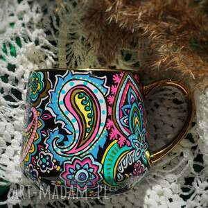 Prezent Ręcznie malowany kubek porcelanowy KOLOR paisley