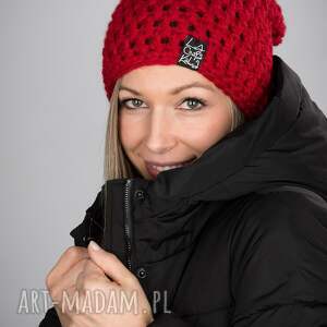 Prezent Czapka Mono 10 - CZERWONA, czapa, gruba, na zimę