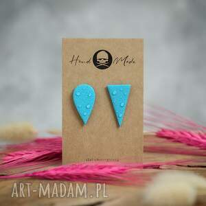 Nie Do Pary turkusowe, asymetryczne kolczyki, z modeliny
