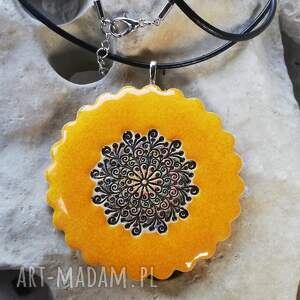 handmade naszyjniki żółty wisiorek ceramiczny naszyjnik energetyczny biżuteria z mandalą